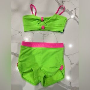 Tiger Friday Dancewear neon green and pink Savannah Manzel set - YL